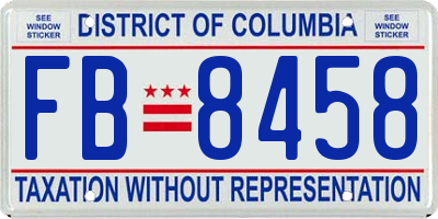 DC license plate FB8458