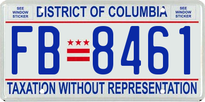 DC license plate FB8461