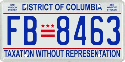 DC license plate FB8463