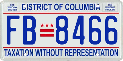 DC license plate FB8466