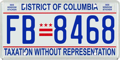 DC license plate FB8468