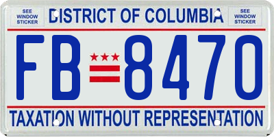 DC license plate FB8470