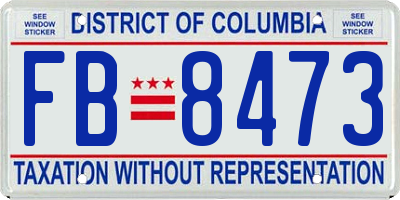 DC license plate FB8473