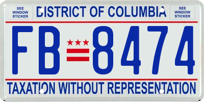 DC license plate FB8474