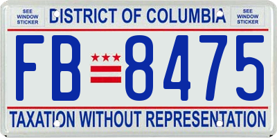 DC license plate FB8475