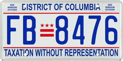 DC license plate FB8476