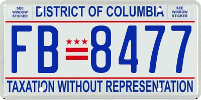 DC license plate FB8477