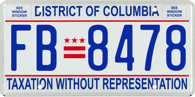 DC license plate FB8478