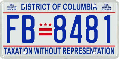 DC license plate FB8481