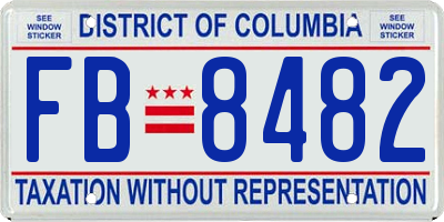 DC license plate FB8482