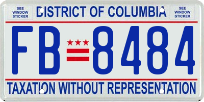 DC license plate FB8484