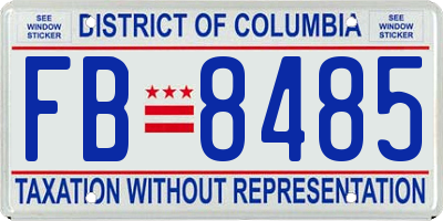 DC license plate FB8485