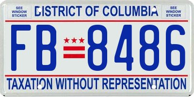 DC license plate FB8486