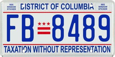 DC license plate FB8489