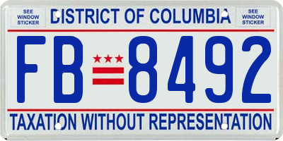 DC license plate FB8492