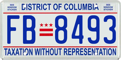 DC license plate FB8493