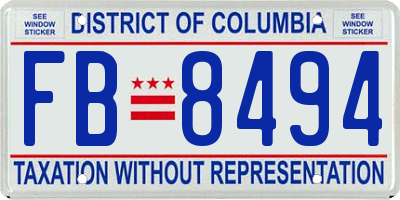 DC license plate FB8494