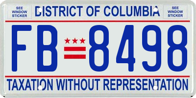 DC license plate FB8498