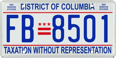 DC license plate FB8501