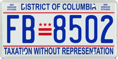 DC license plate FB8502