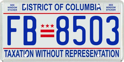 DC license plate FB8503