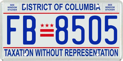 DC license plate FB8505