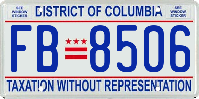 DC license plate FB8506