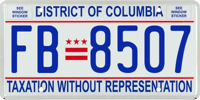 DC license plate FB8507