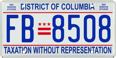 DC license plate FB8508