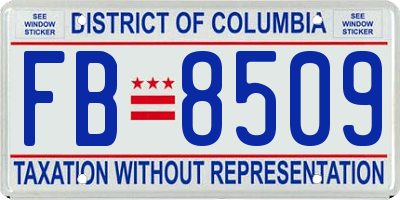 DC license plate FB8509