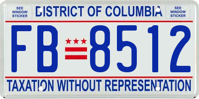 DC license plate FB8512