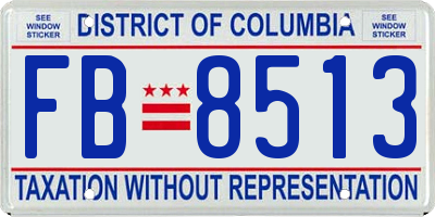 DC license plate FB8513