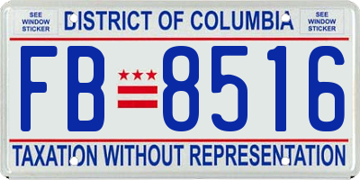 DC license plate FB8516