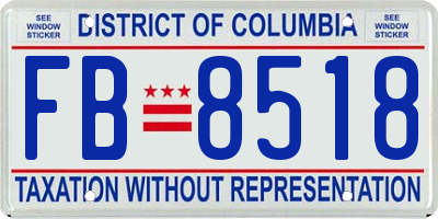 DC license plate FB8518