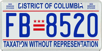 DC license plate FB8520