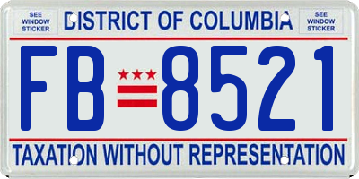 DC license plate FB8521