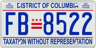 DC license plate FB8522