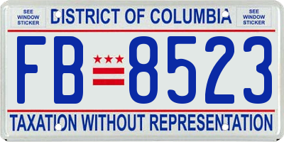 DC license plate FB8523