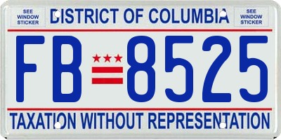 DC license plate FB8525