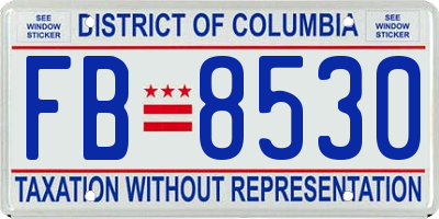 DC license plate FB8530