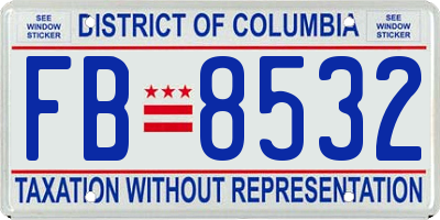 DC license plate FB8532