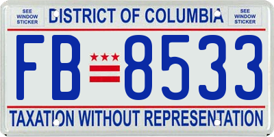 DC license plate FB8533