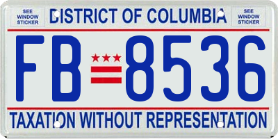 DC license plate FB8536