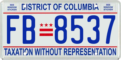 DC license plate FB8537