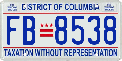 DC license plate FB8538