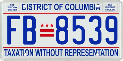 DC license plate FB8539