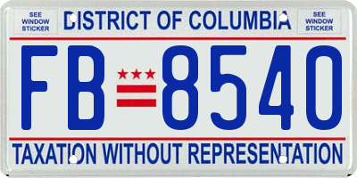 DC license plate FB8540