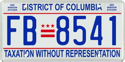 DC license plate FB8541