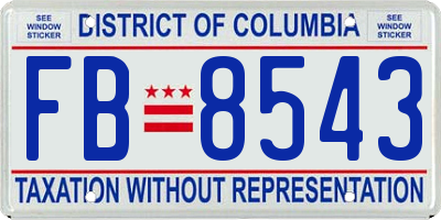 DC license plate FB8543