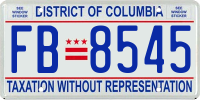 DC license plate FB8545